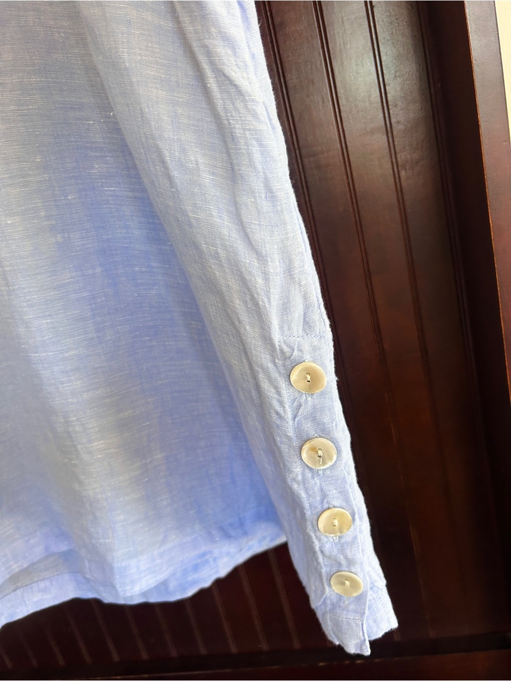 TAHARI Linen V Neck Popover Top 3/4 Sleeve Blue Coastal Breathable Relaxed Sz 1X - Picture 10 of 12